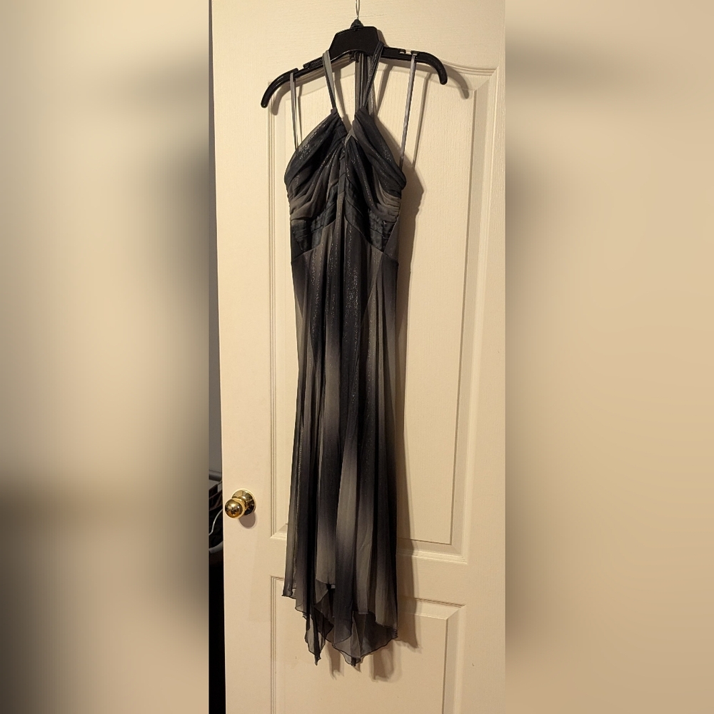 Le Chateau Black and Gray Strapless Dress